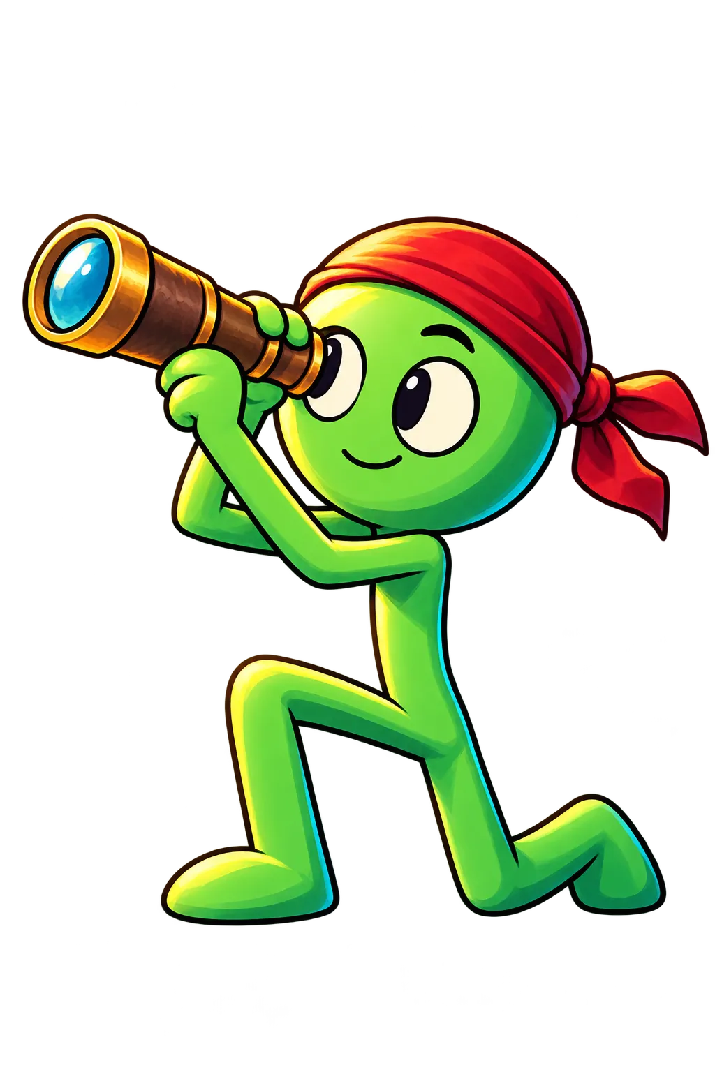 Green scout with a telescope