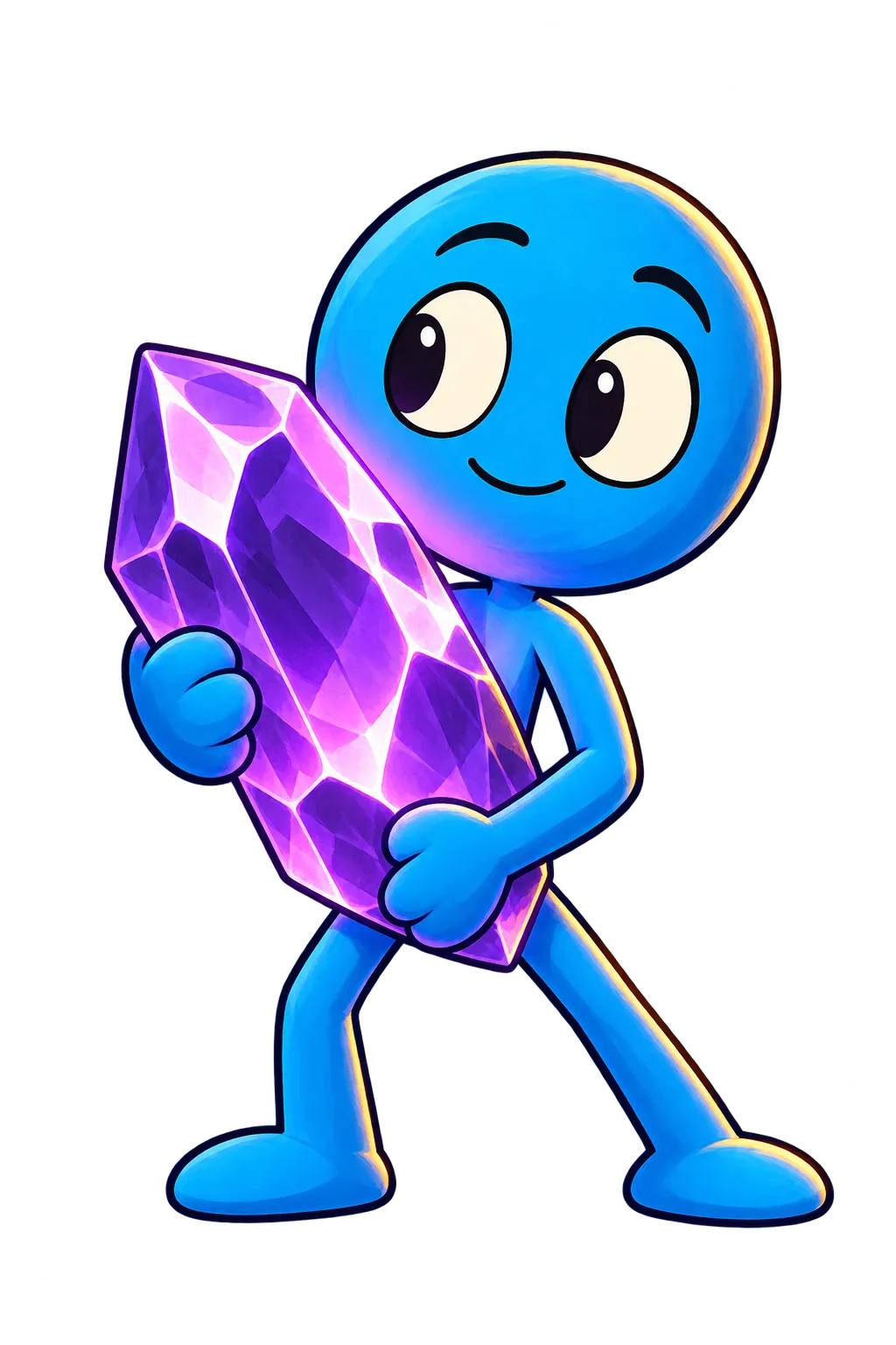 Blue Fiend carrying a glowing crystal