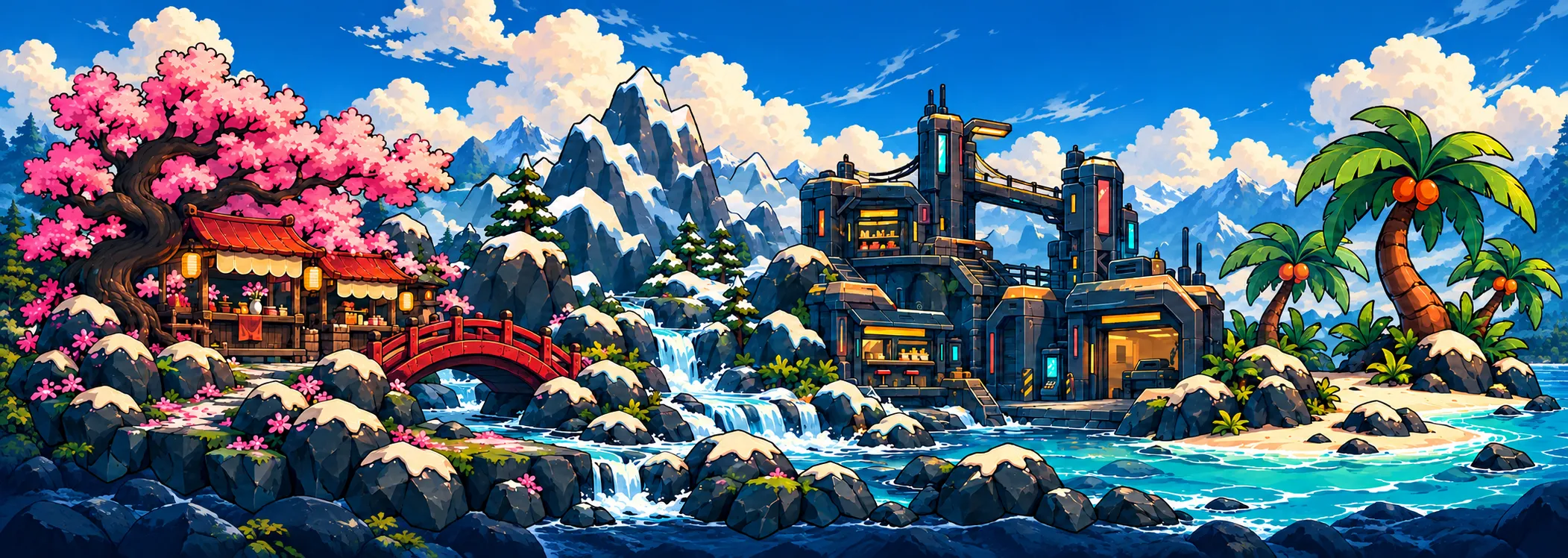 Sakura, Himalayas, Cyberpunk and Caribbean